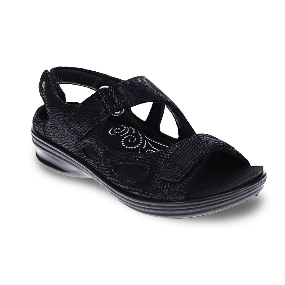 Astoria Sandal - Black Lizard