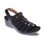 Bari Floral Wedge Sandal - Black French