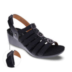 Bari Floral Wedge Sandal - Black French