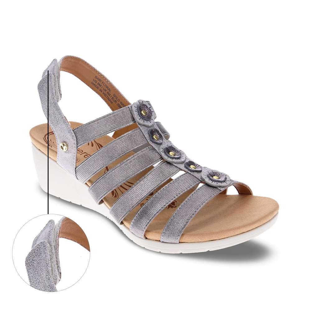 Bari Floral Wedge Sandal - Gold Wash