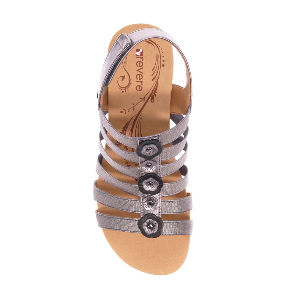 Bari Floral Wedge Sandal - Gunmetal