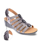 Bari Floral Wedge Sandal - Gunmetal