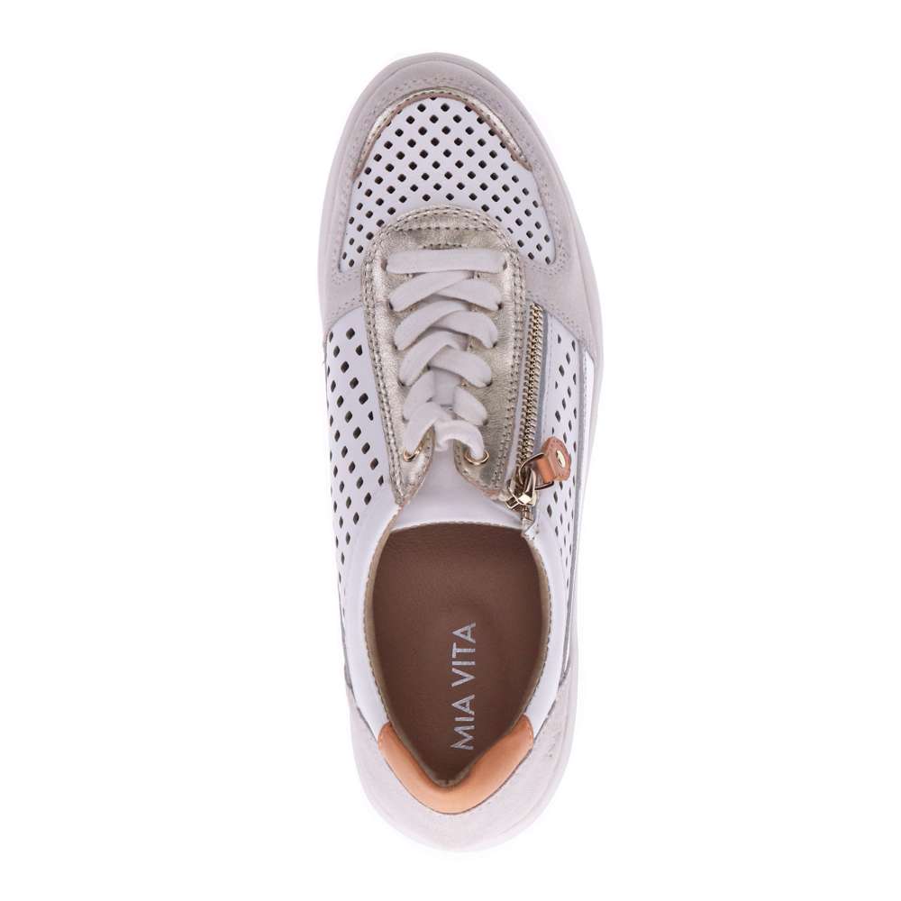 Baxley Zip Casual Sneaker - White/Apricot