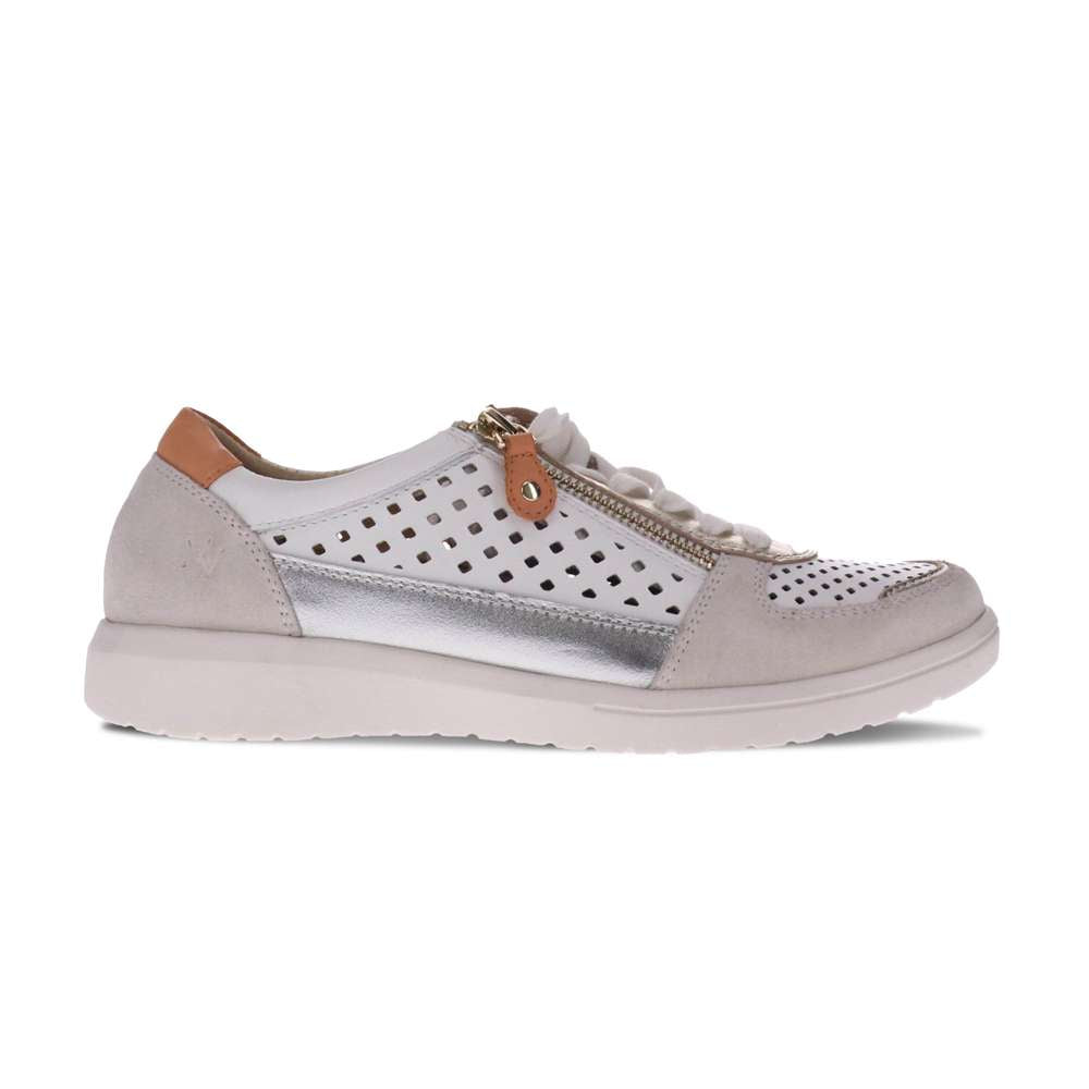 Baxley Zip Casual Sneaker - White/Apricot