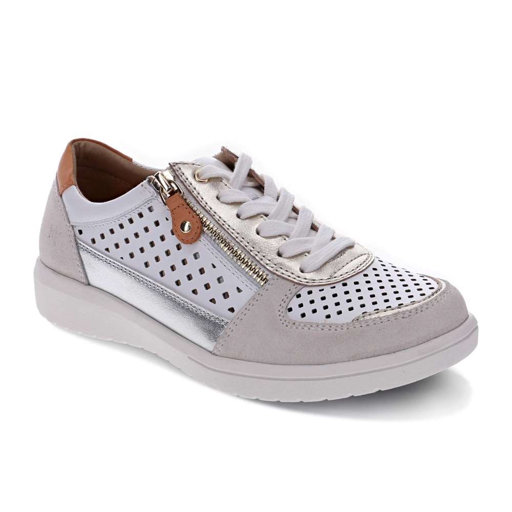 Baxley Zip Casual Sneaker - White/Apricot