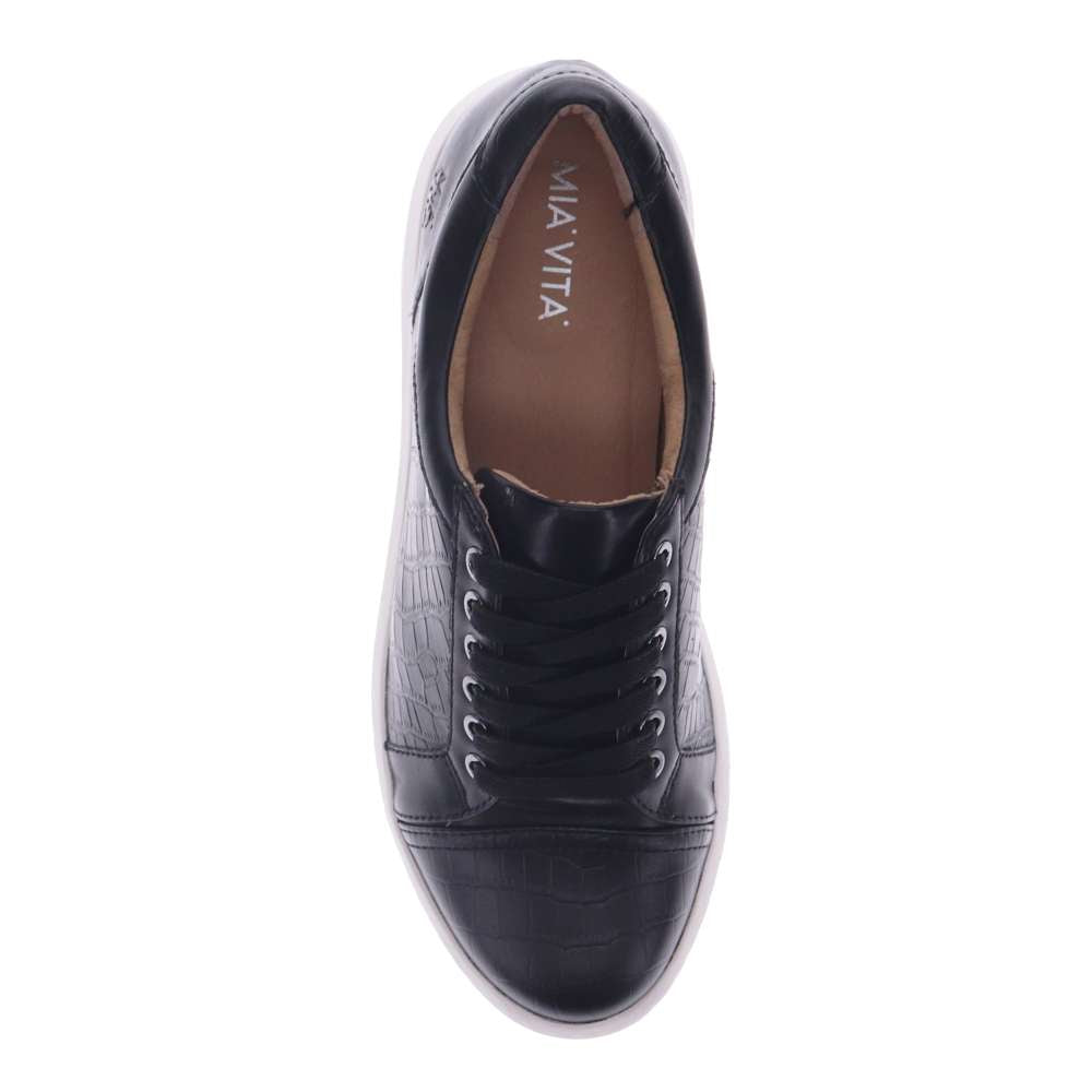 Belinda Lace-Up Casual Sneaker - Black Croc