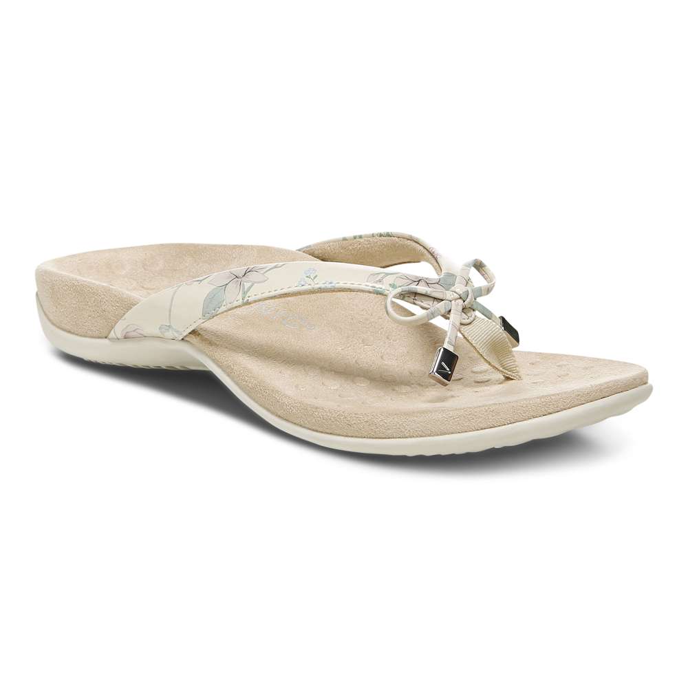 Bella Toe Post Sandal - Cream Botanical