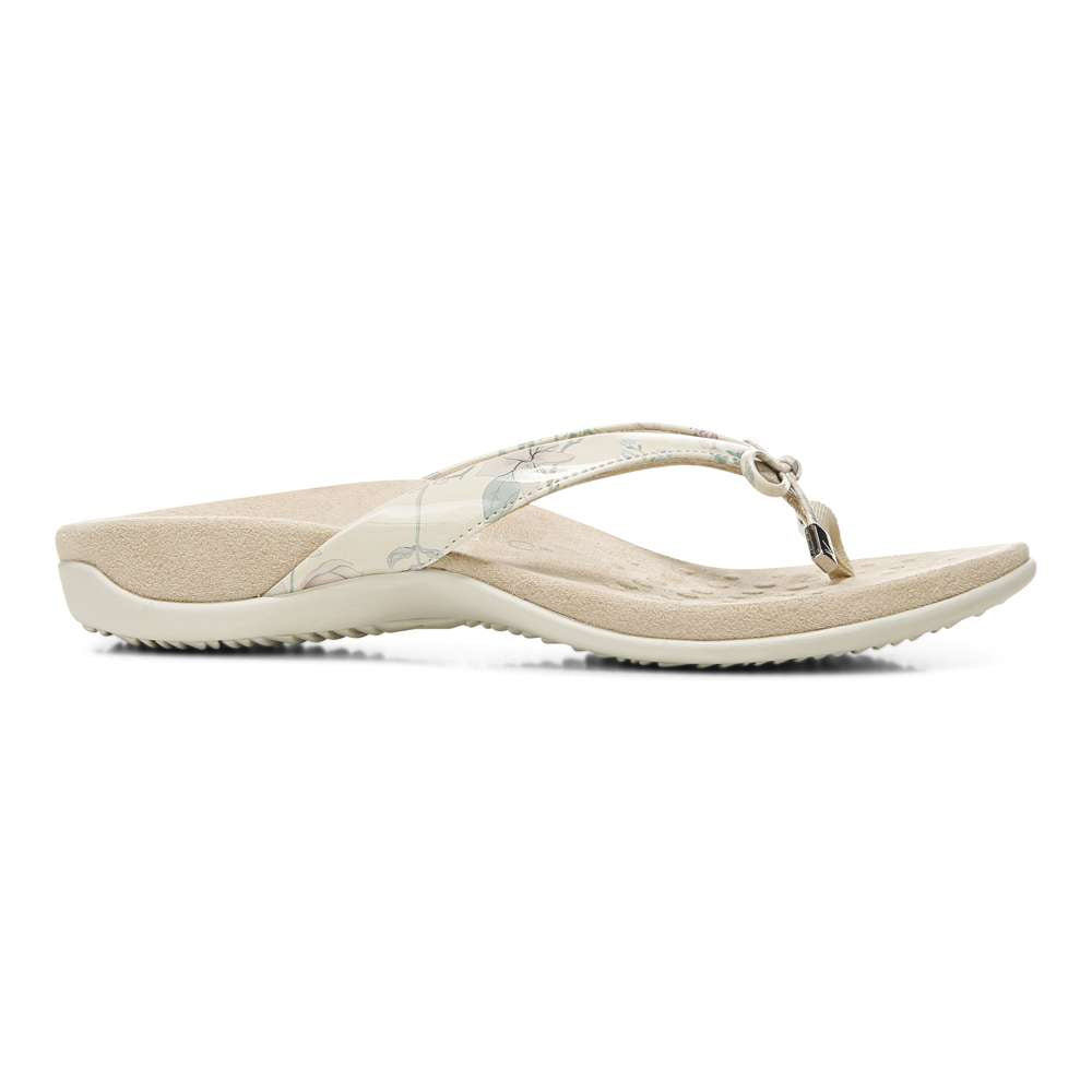 Bella Toe Post Sandal - Cream Botanical