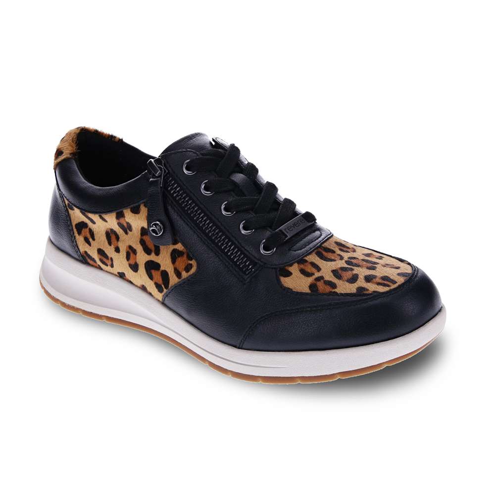 Boston Zip Casual Sneaker - Black Leopard