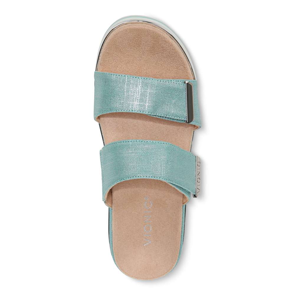 Brandie Flatform Slide - Aqua Metallic