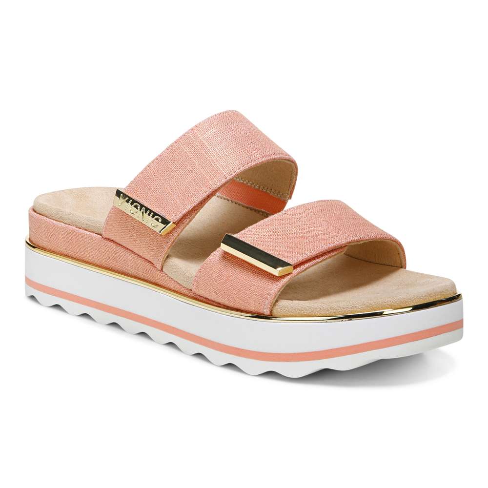 Brandie Flatform Slide - Papaya Linen