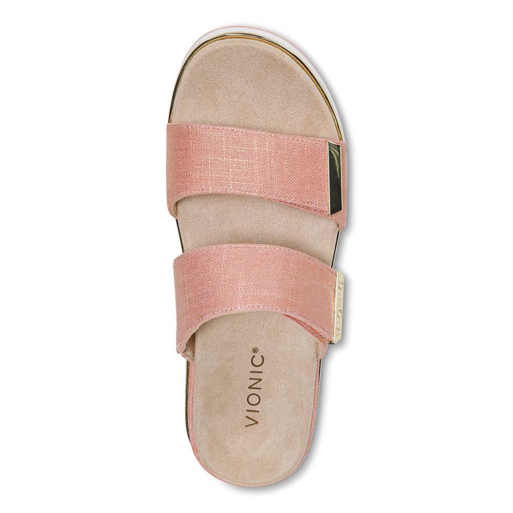 Brandie Flatform Slide - Papaya Linen