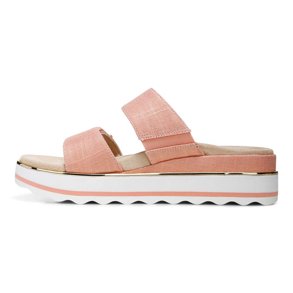 Brandie Flatform Slide - Papaya Linen