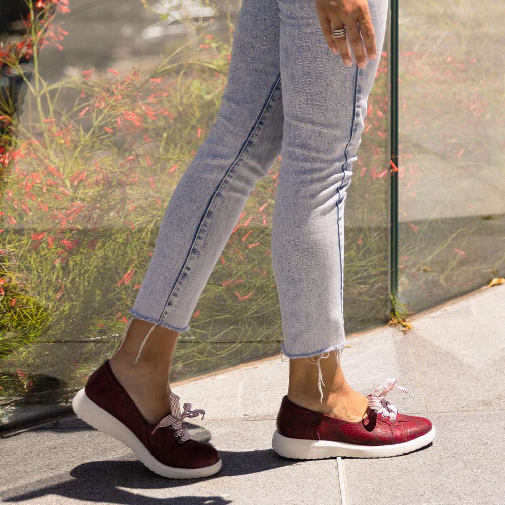 Bridgette Slip-On Casual Sneaker - Burgundy Snake