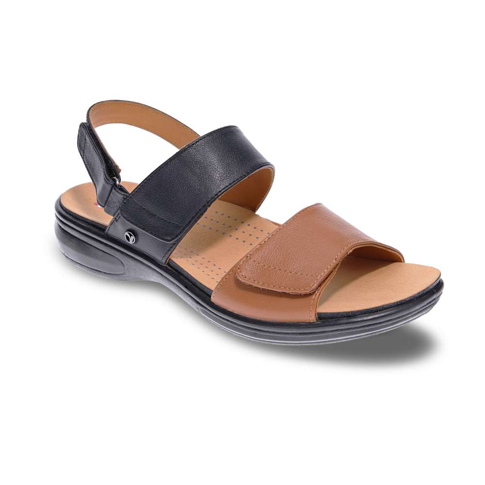 Como Adjustable Slingback Sandal - Black/Tan