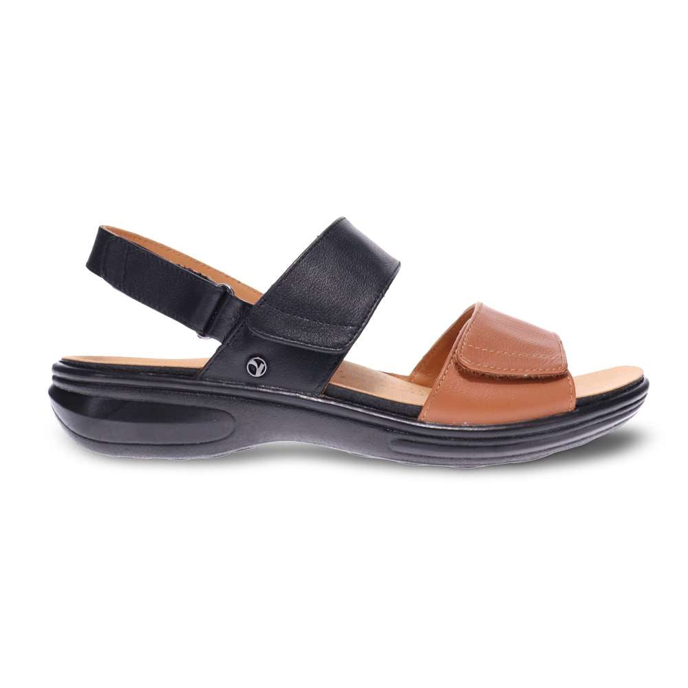 Como Adjustable Slingback Sandal - Black/Tan