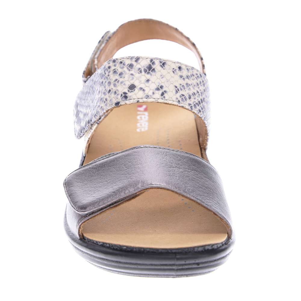 Como Adjustable Slingback Sandal - Gunmetal/Natural Snake