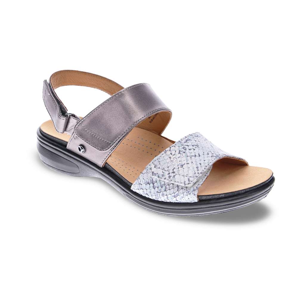 Como Adjustable Slingback Sandal - Teal Snake/Gunmetal