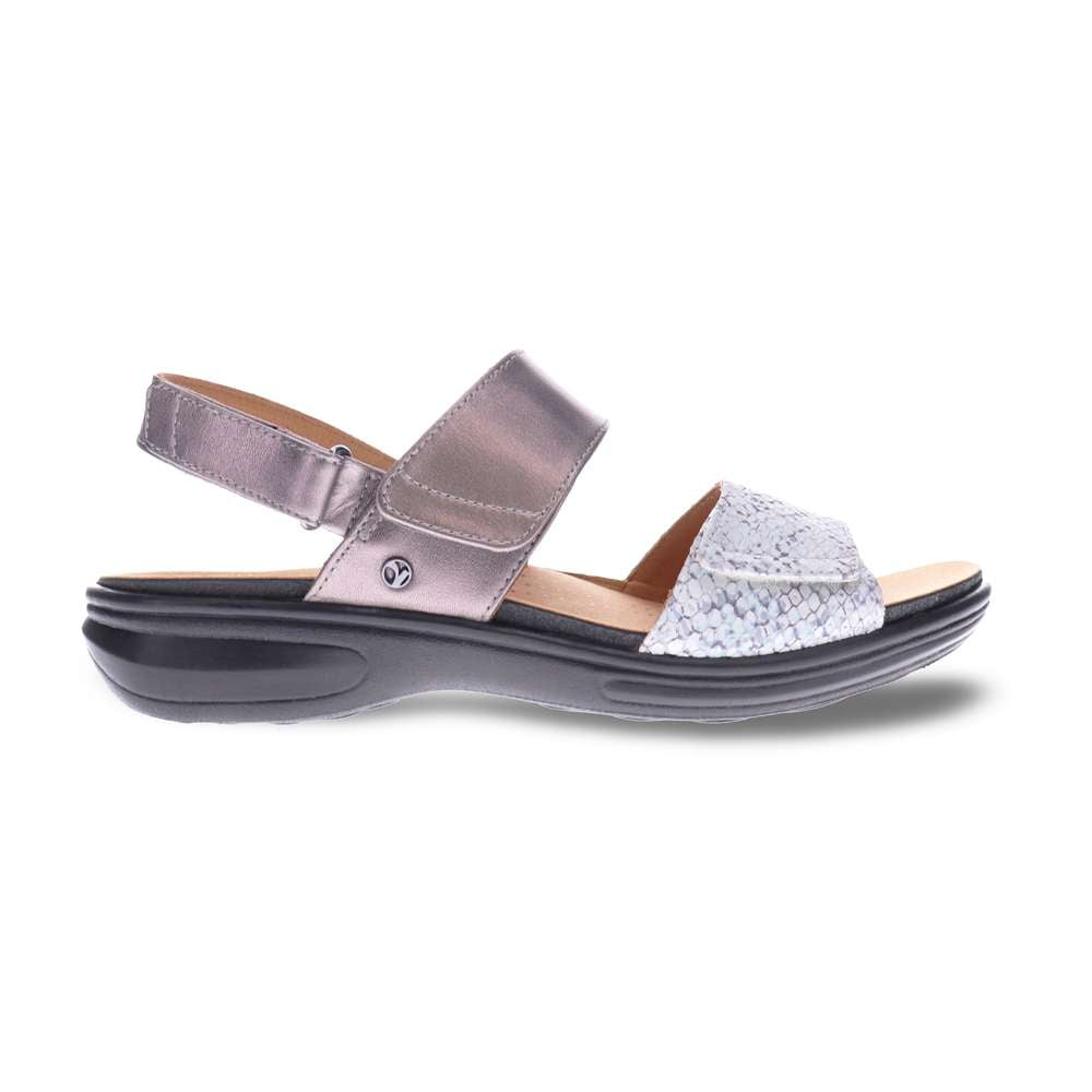 Como Adjustable Slingback Sandal - Teal Snake/Gunmetal