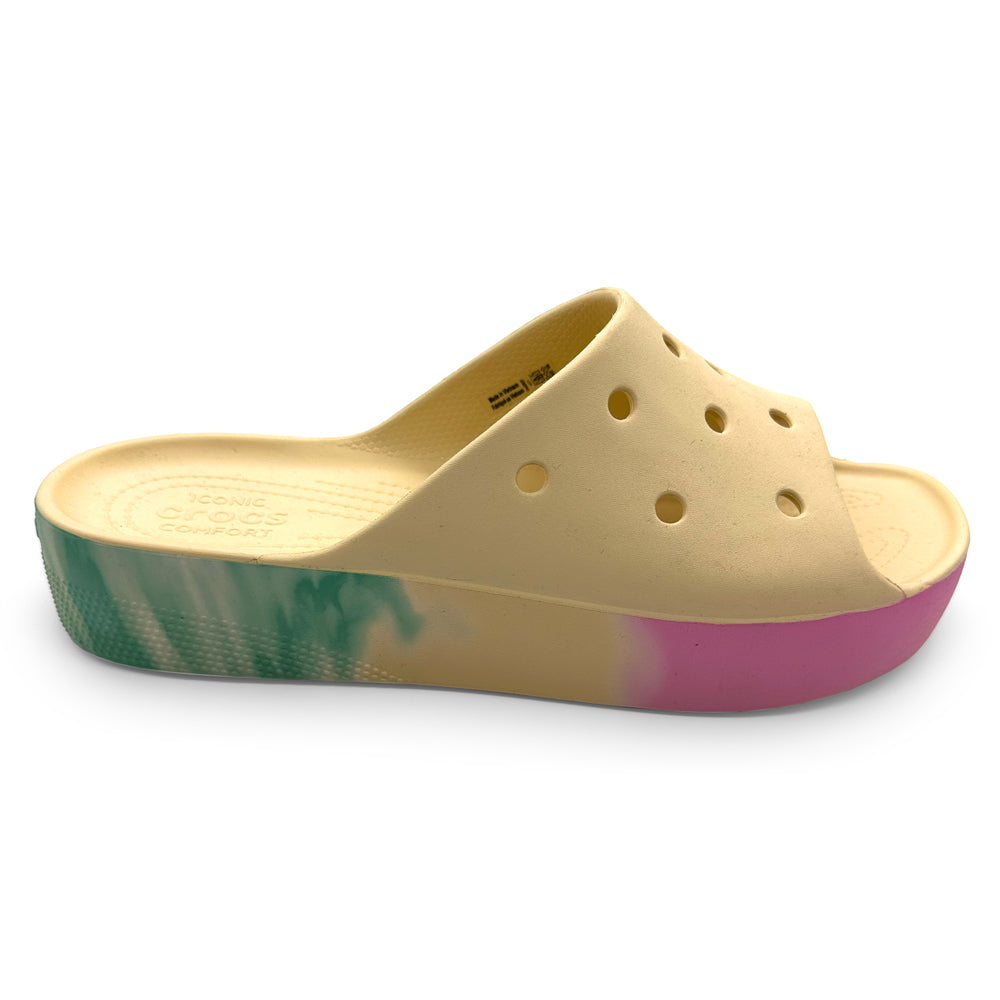 Crocs Women's 208237-1FR Classic Platform Ombre Slide Vanilla Multi