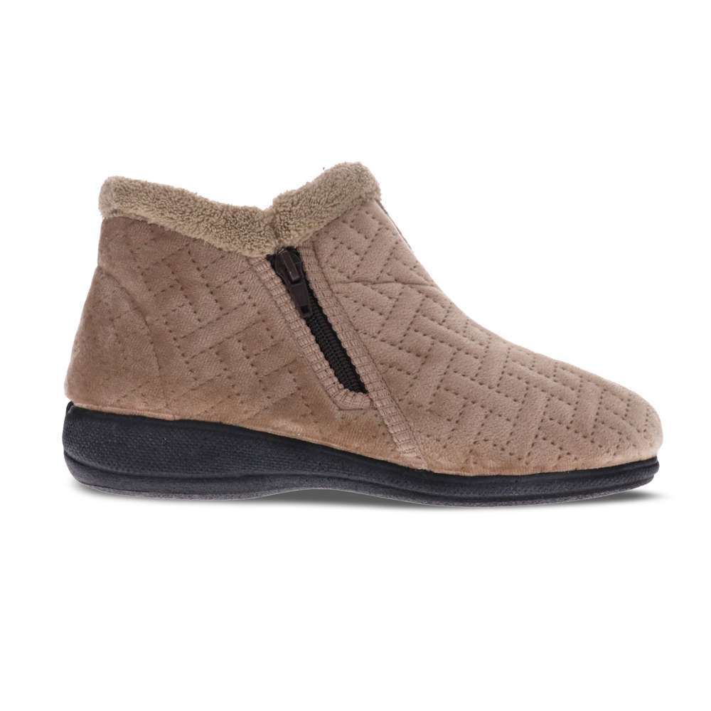 Dahlia Quilt Slipper - Taupe