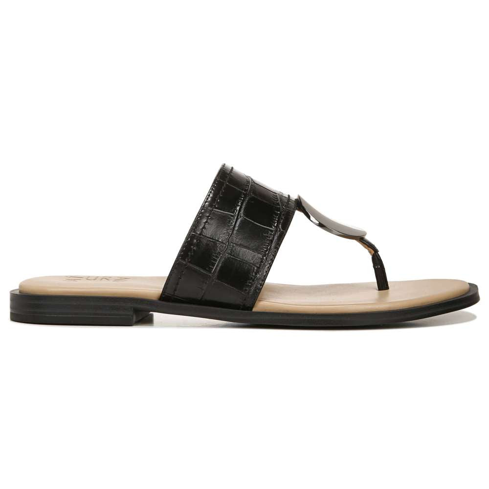 Frankie Toe Post Sandal - Black Croc