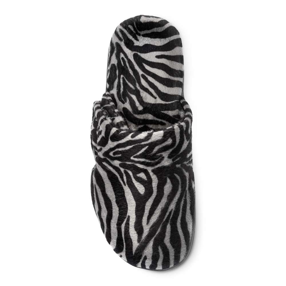 Gemma Mule Slipper - Dark Grey Zebra