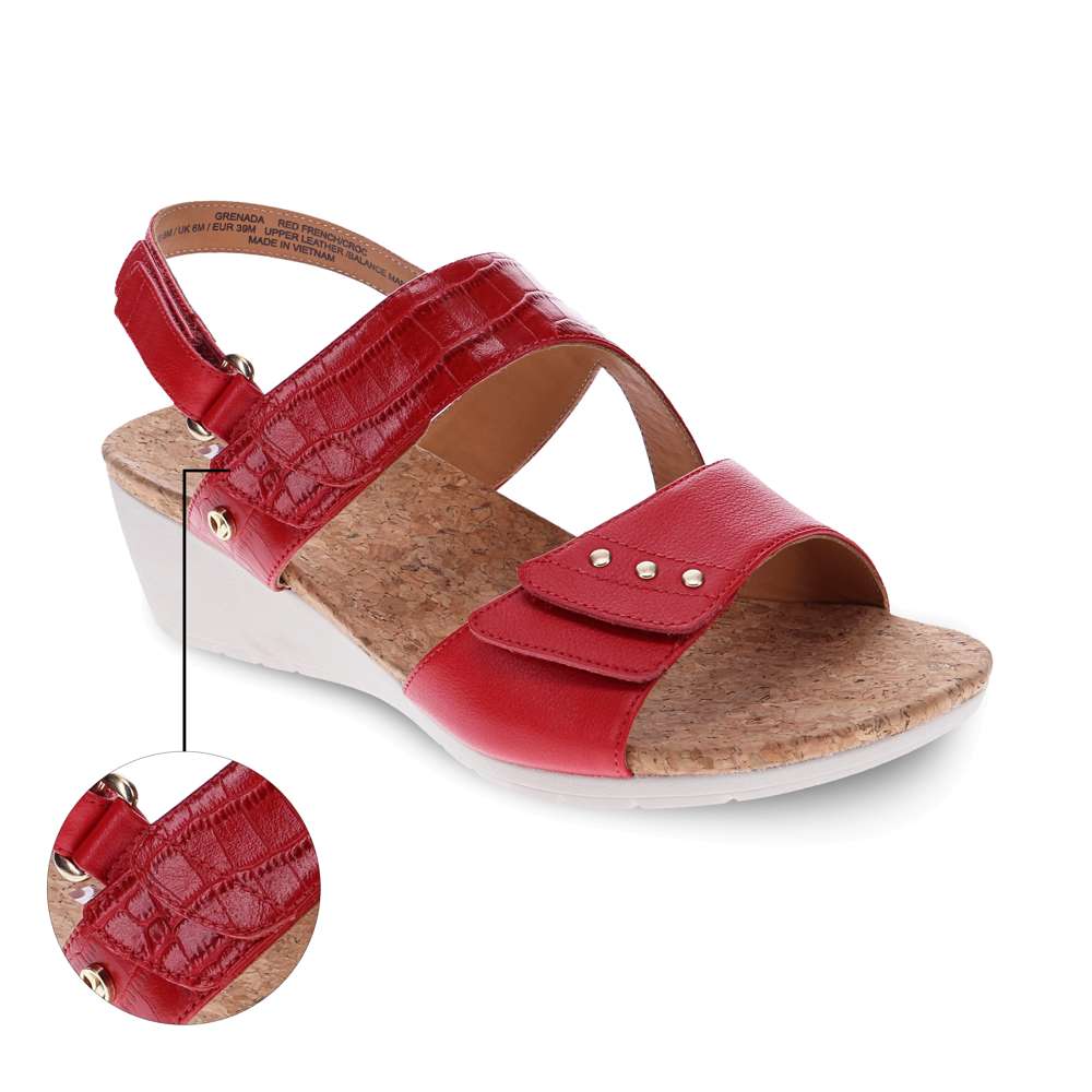 Grenada Wedge - Red French/Croc