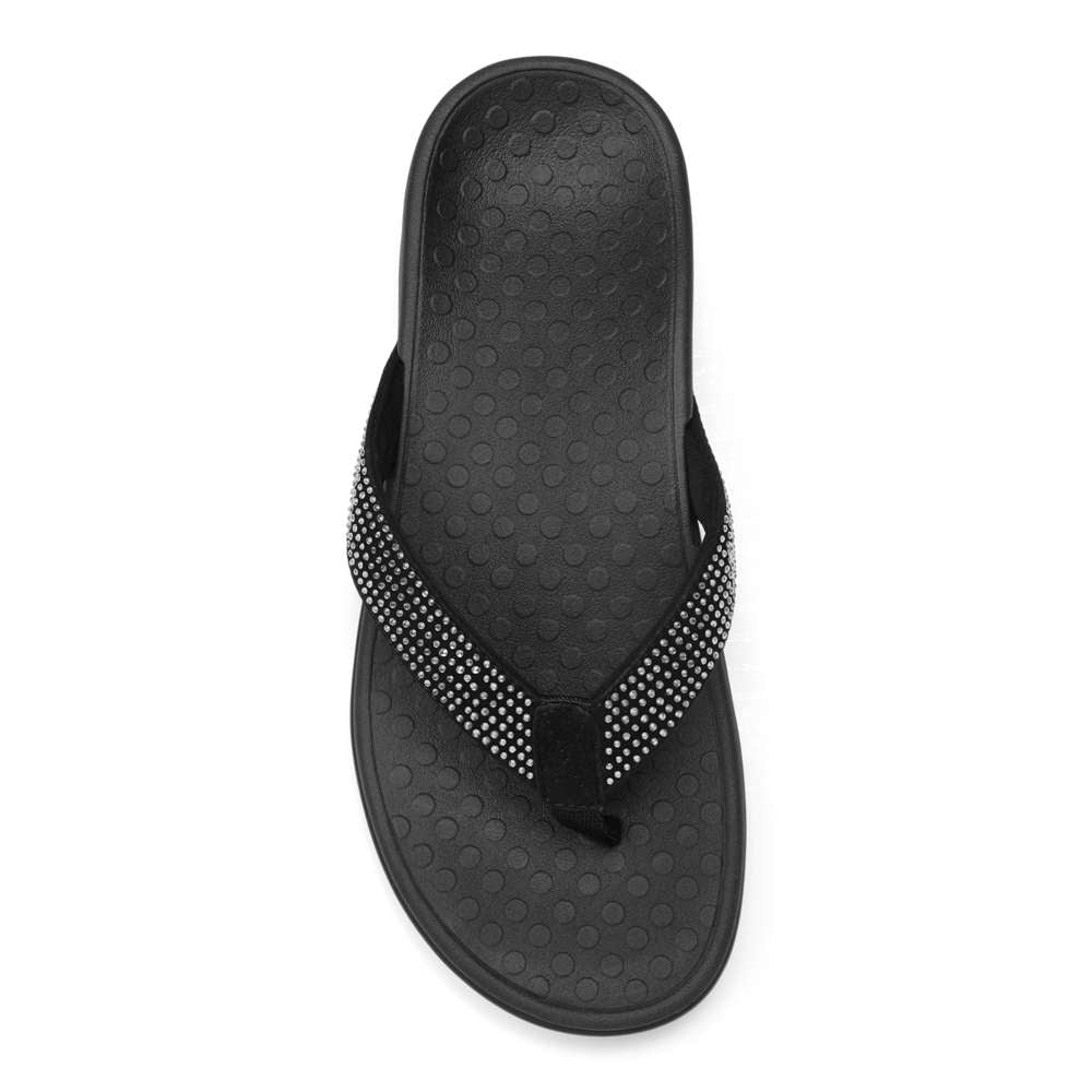 Islander Rhinestone Toe Post Sandal - Black