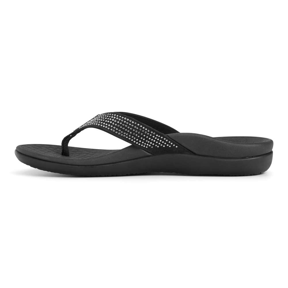 Islander Rhinestone Toe Post Sandal - Black