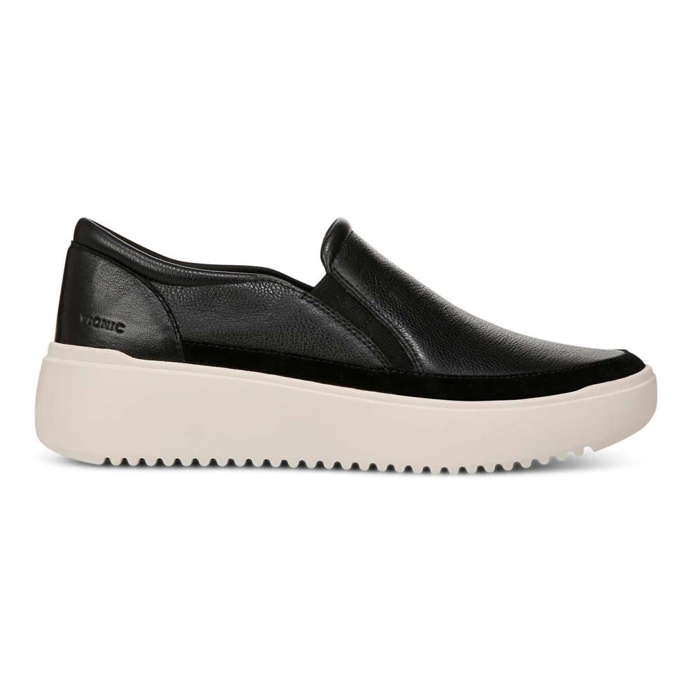 Kearny Platform Slip-On Casual Sneaker - Black Leather