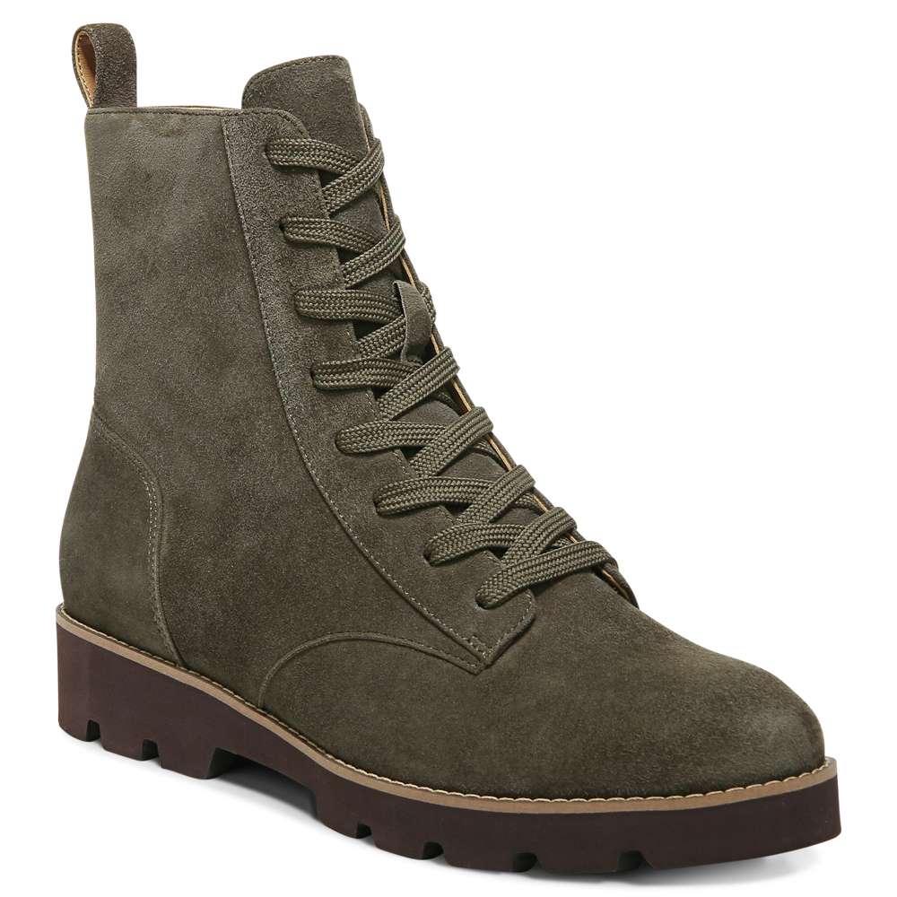 Lani Lace-Up Boot - Olive Suede