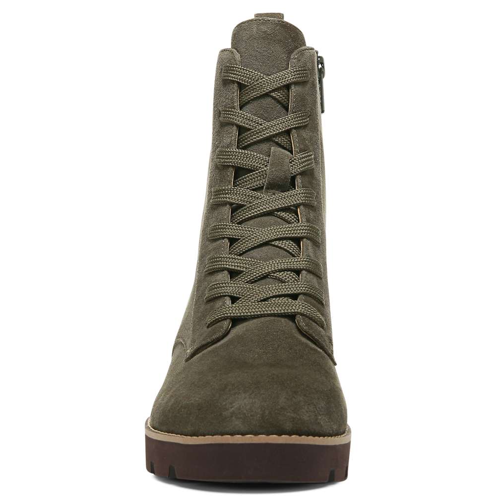 Lani Lace-Up Boot - Olive Suede