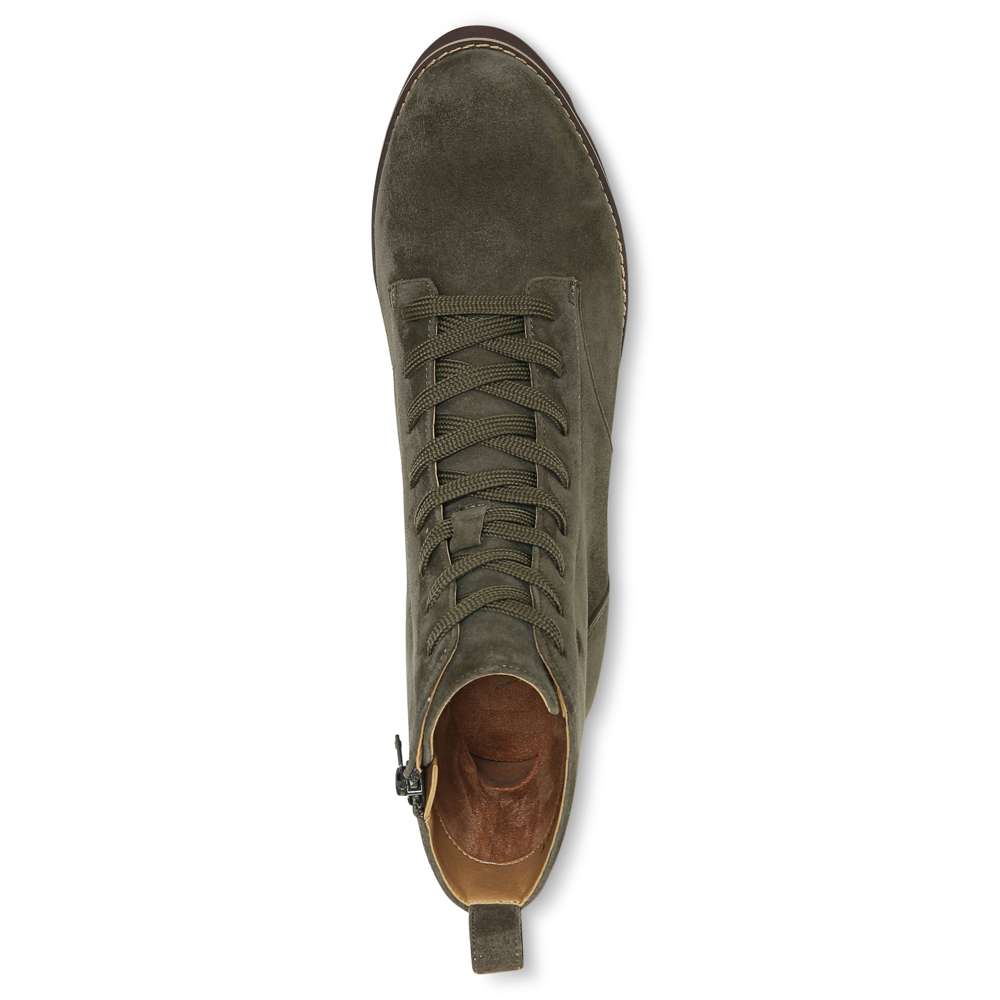 Lani Lace-Up Boot - Olive Suede