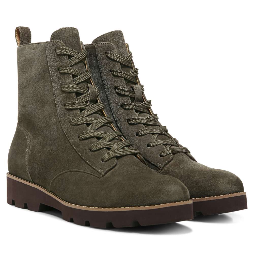 Lani Lace-Up Boot - Olive Suede