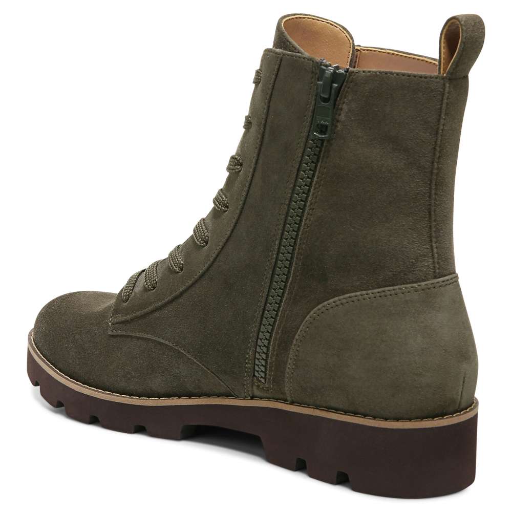 Lani Lace-Up Boot - Olive Suede