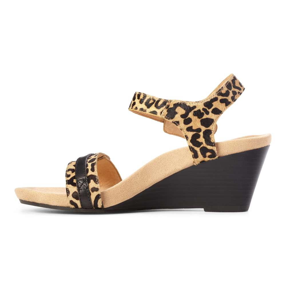 Laurie Wedge Sandal - Tan Leopard