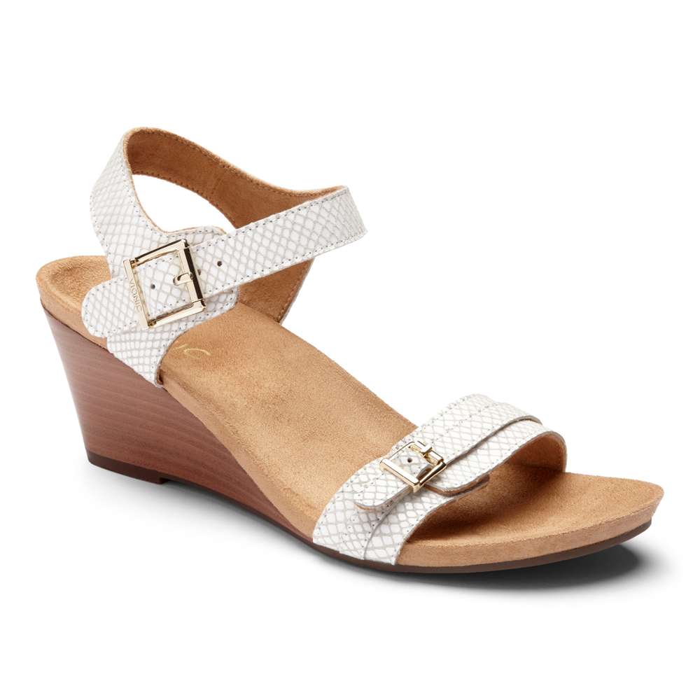 Laurie Wedge Sandal - White Snake