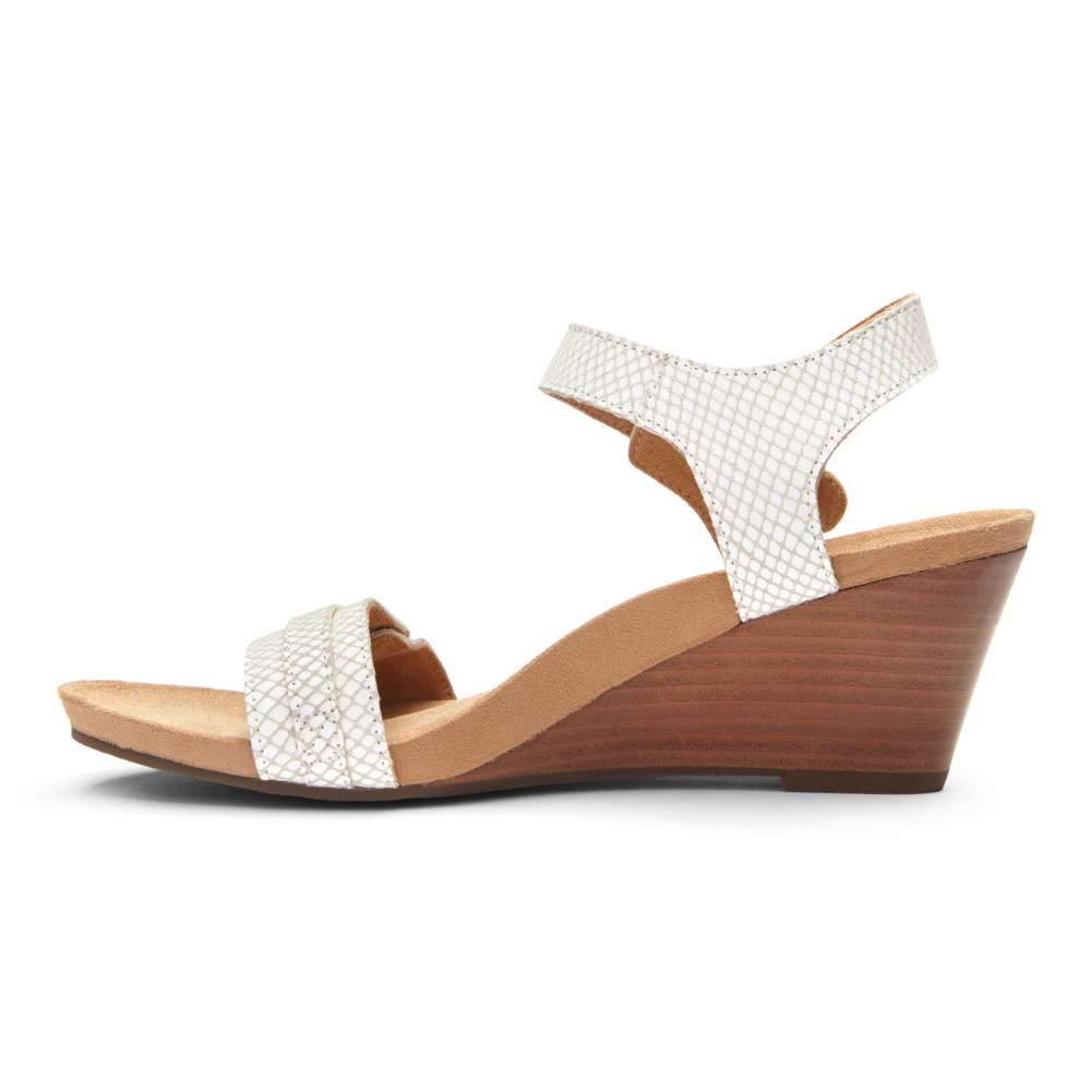 Laurie Wedge Sandal - White Snake
