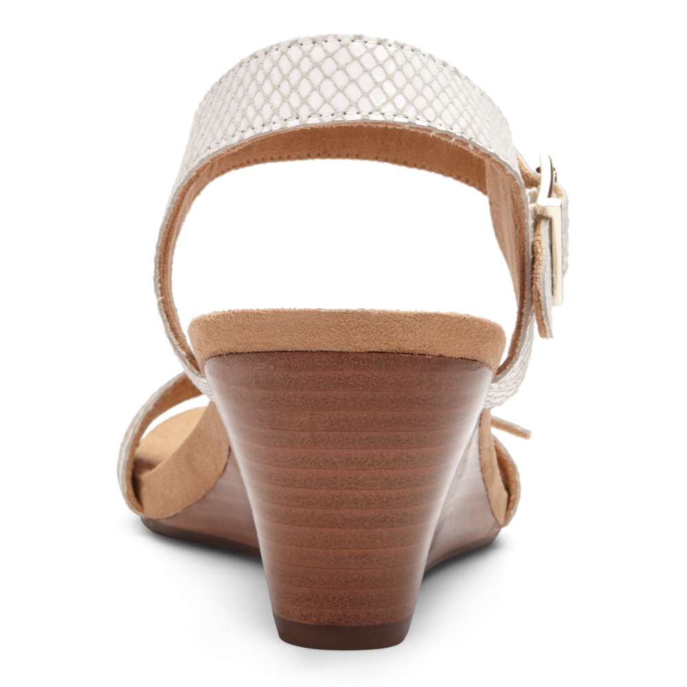 Laurie Wedge Sandal - White Snake