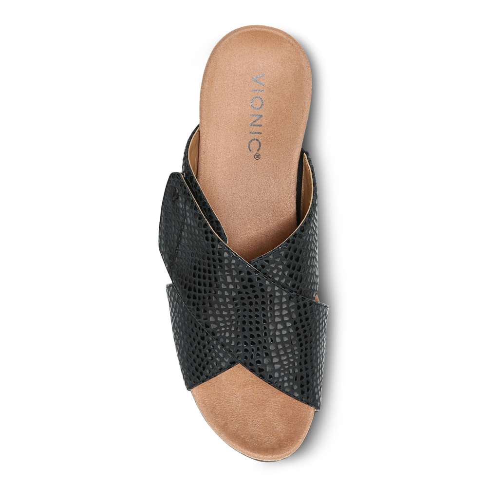 Leticia Wedge Sandal - Black Lizard