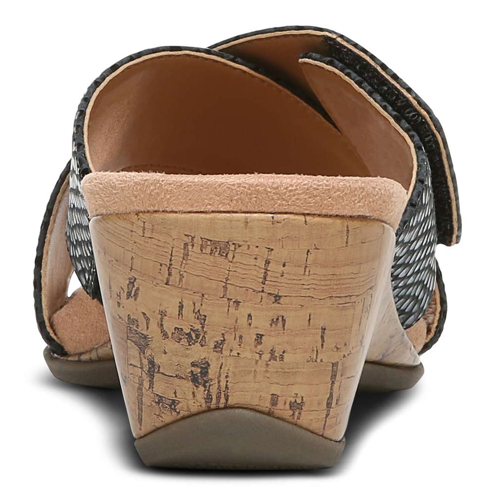 Leticia Wedge Sandal - Black Lizard