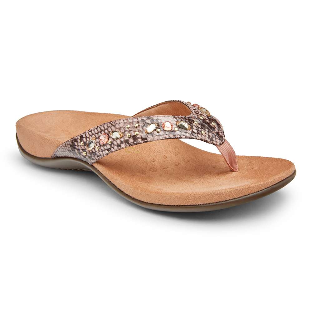 Lucia Toe Post Sandal - Camelia Snake