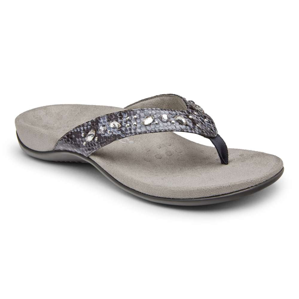 Lucia Toe Post Sandal - Slate Grey Snake