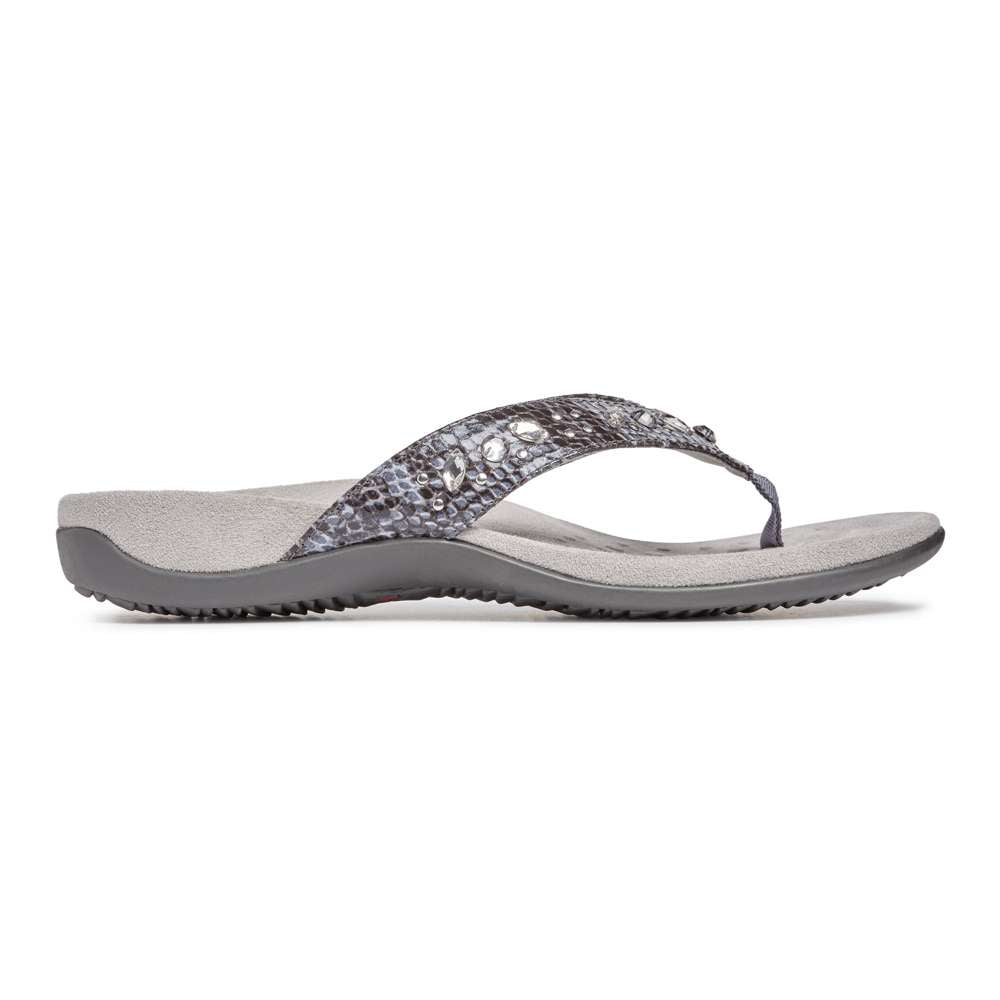 Lucia Toe Post Sandal - Slate Grey Snake