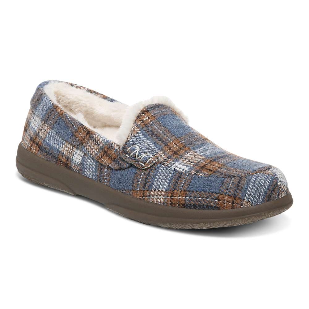 Lynez Slipper - Blue Plaid