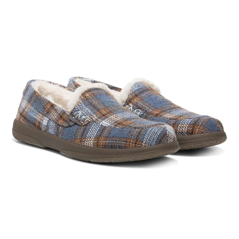 Lynez Slipper - Blue Plaid