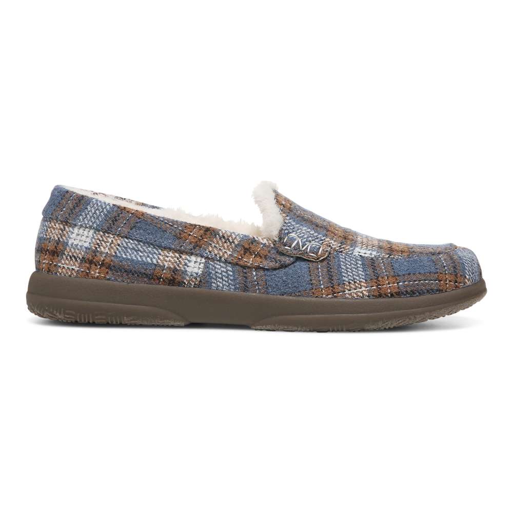Lynez Slipper - Blue Plaid