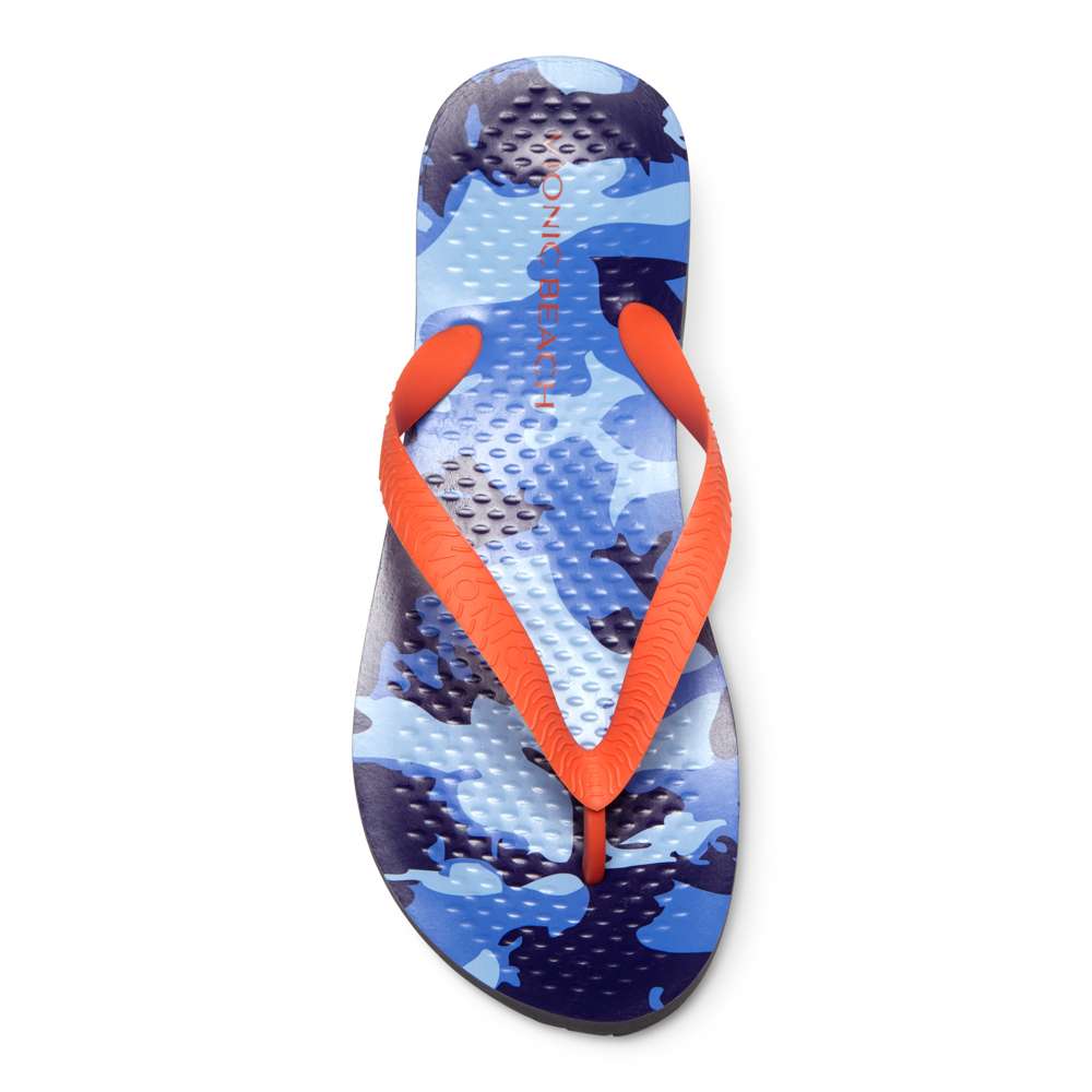 Beach Manly Toe Post Sandal - Blue Camo Orange