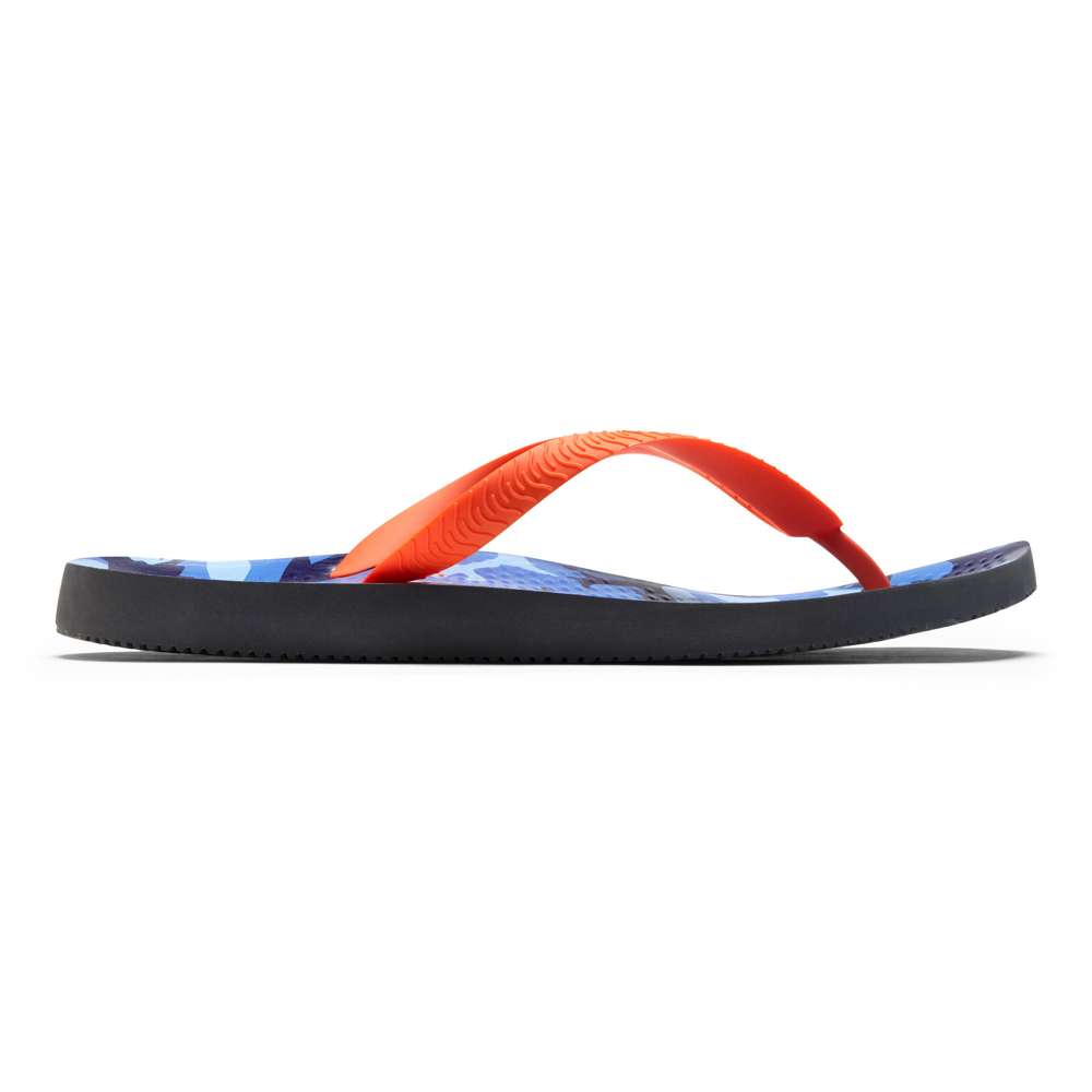 Beach Manly Toe Post Sandal - Blue Camo Orange